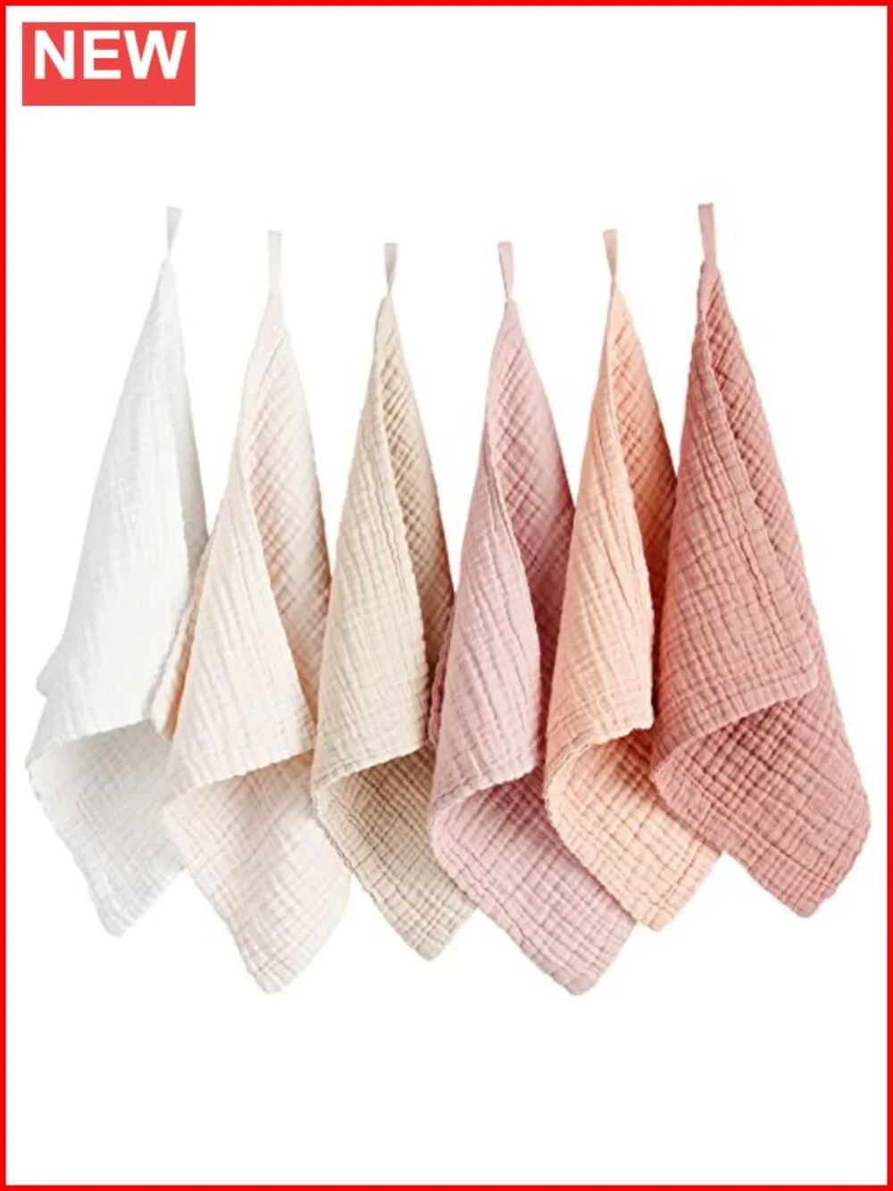 6 Pack 100% Muslin Cotton Face Cloths Wash Cloths 11x11 Reusable